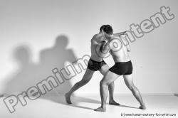 Underwear Martial art Man - Man White Moving poses Athletic Short Brown Dynamic poses Academic